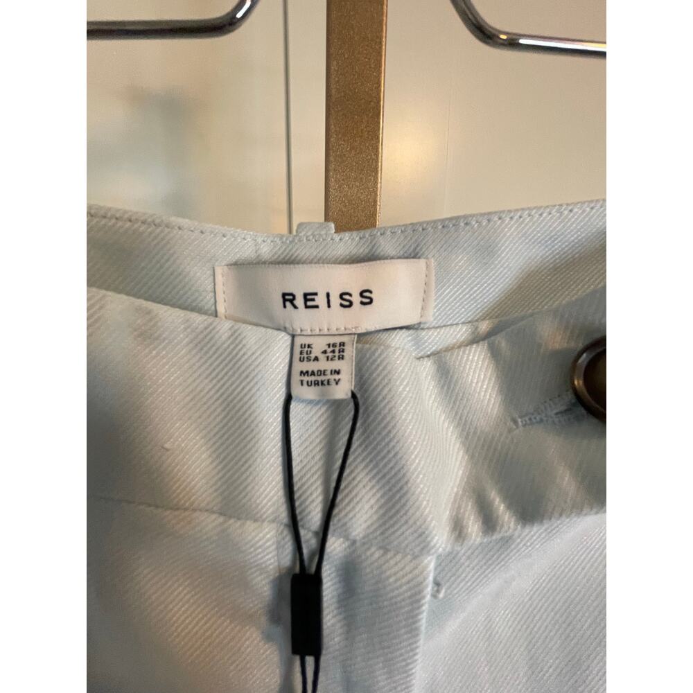 REISS Sky Blue Lori Viscose-Linen Wide Leg Suit Trousers - Picture 9 of 12